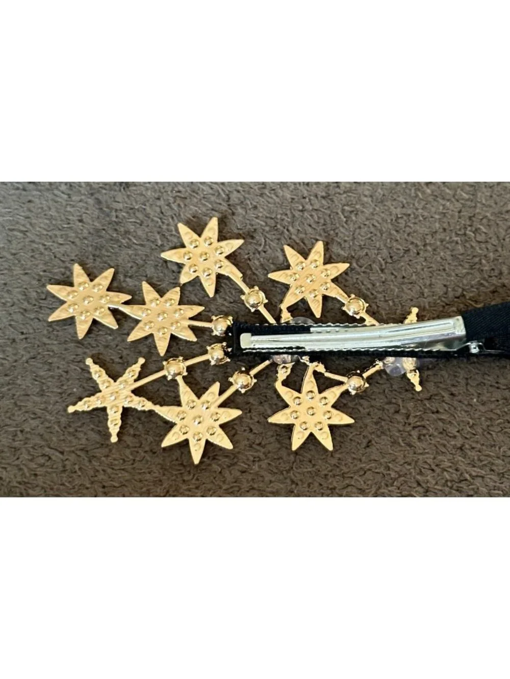 Gold & Rhinestone Star Hair Clip 3.5 Inches Elegant Celestial Homecoming Formal